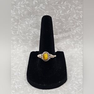 Sterling Silver Ring Citrine Gemstone Ring 7